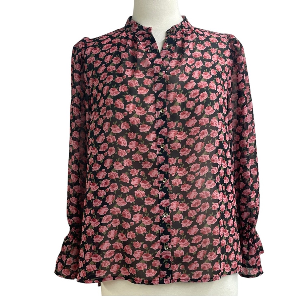 Azoe sheer button down blouse small